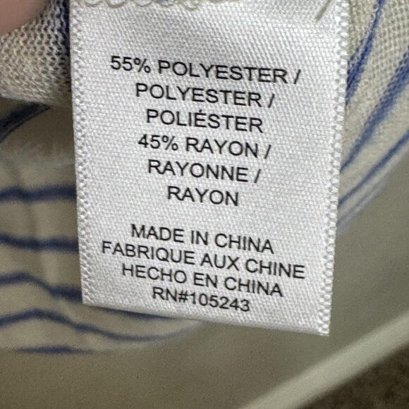 Bobeau Cardigan Womens Medium Blue White Striped Open Front Lightweight Sweater - Picture 7 of 8